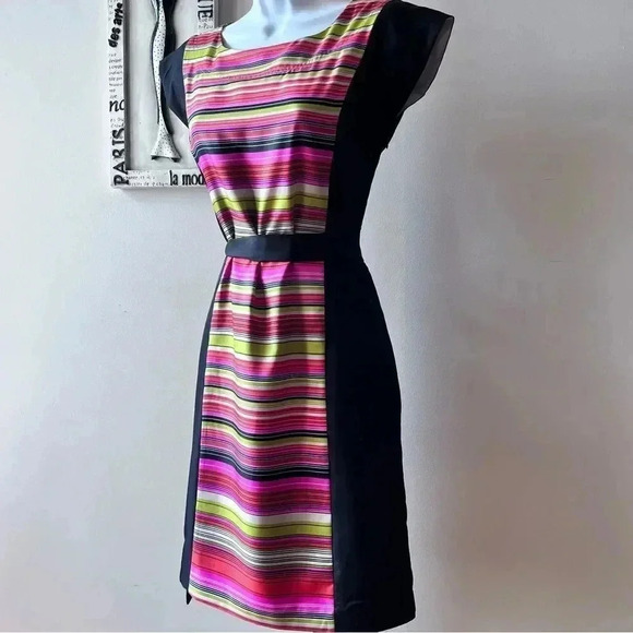Banana Republic Dopamine Striped Color-block Sleeveless Sheath Dress Size 0 - Picture 4 of 8